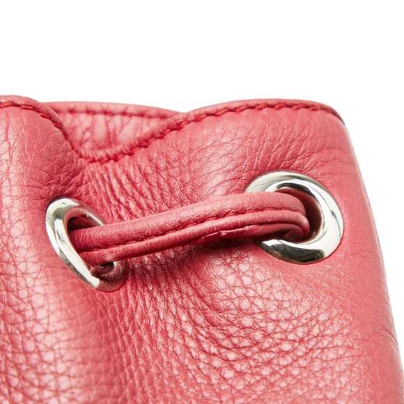 GUCCI Red Leather Bamboo Backpack